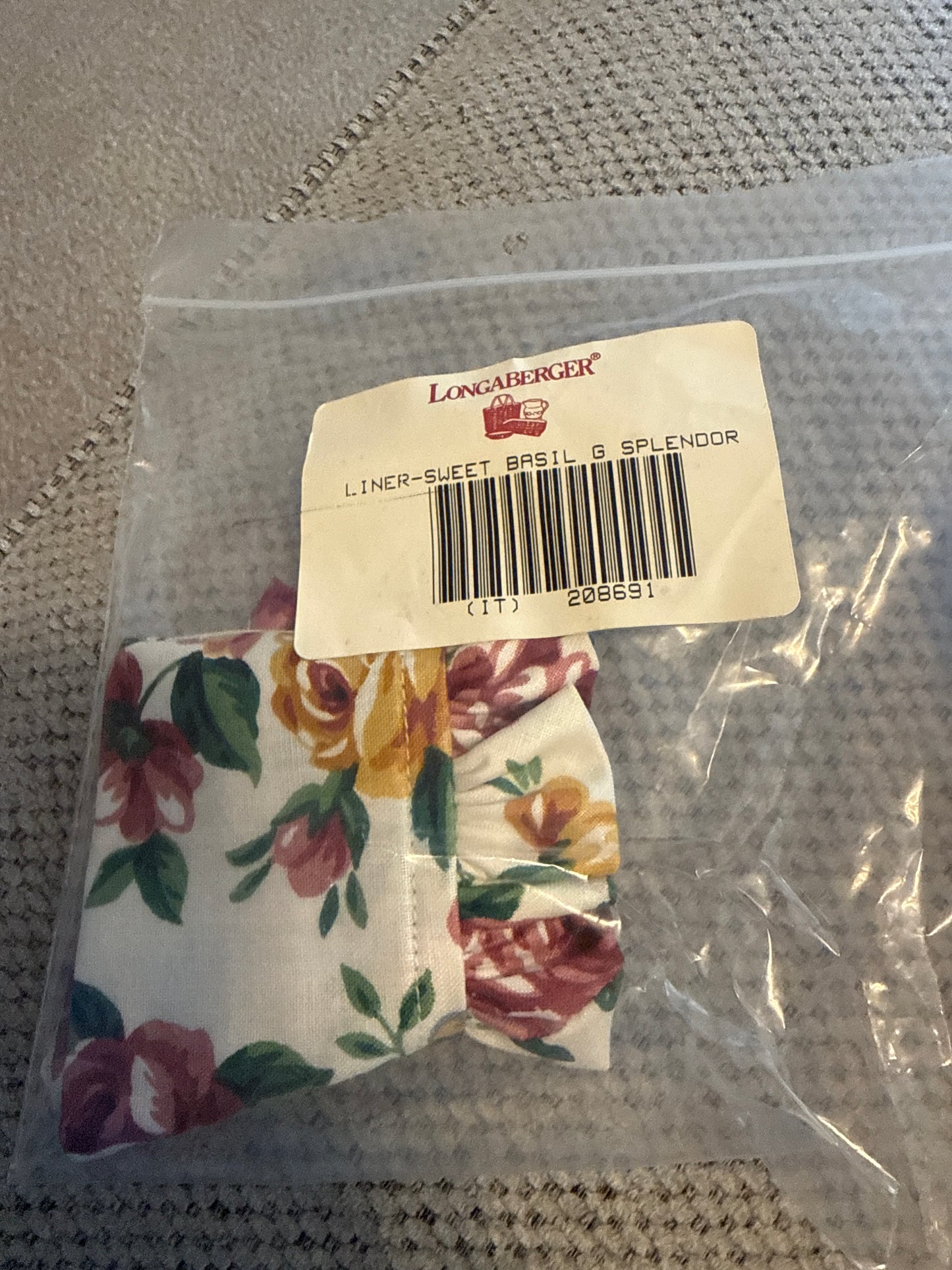 Longaberger sweet basil liner in garden splendor