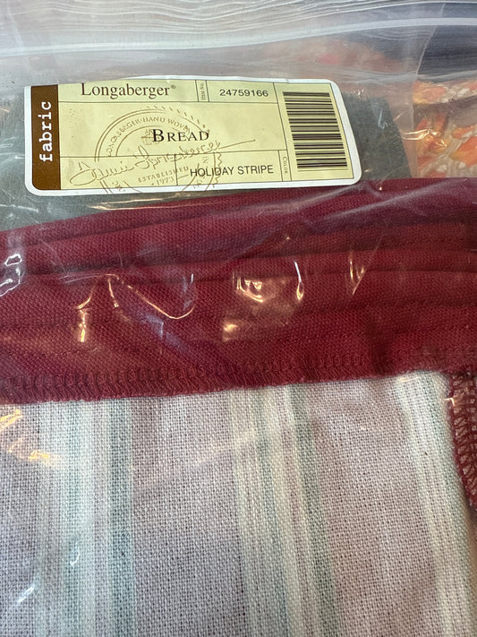 Longaberger bread liner in holiday stripe