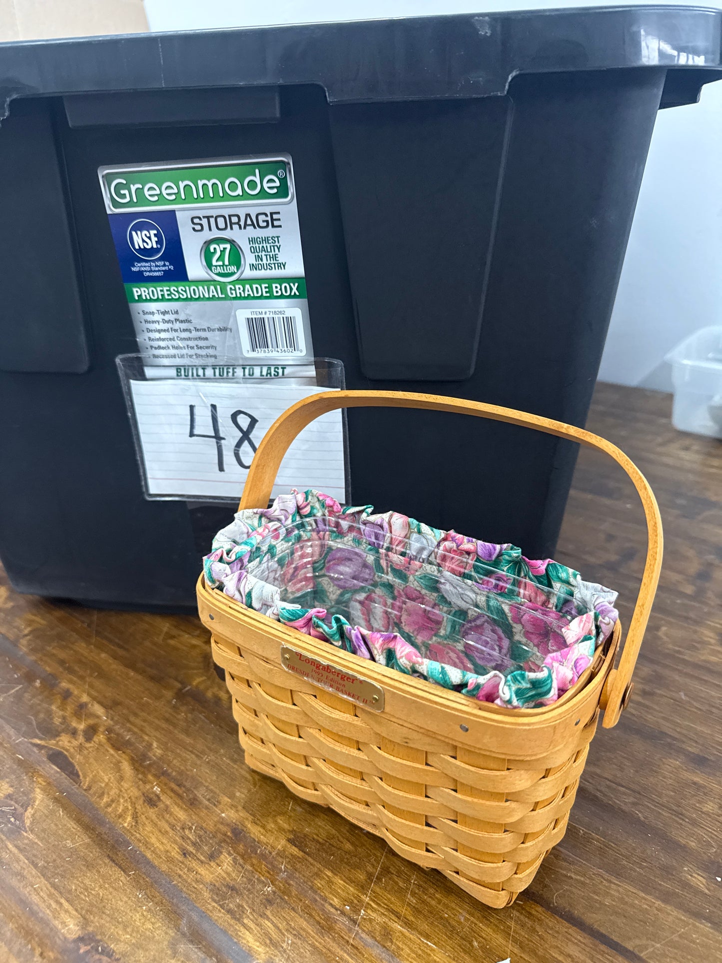 Longaberger Dresden tour II basket with liner and protector