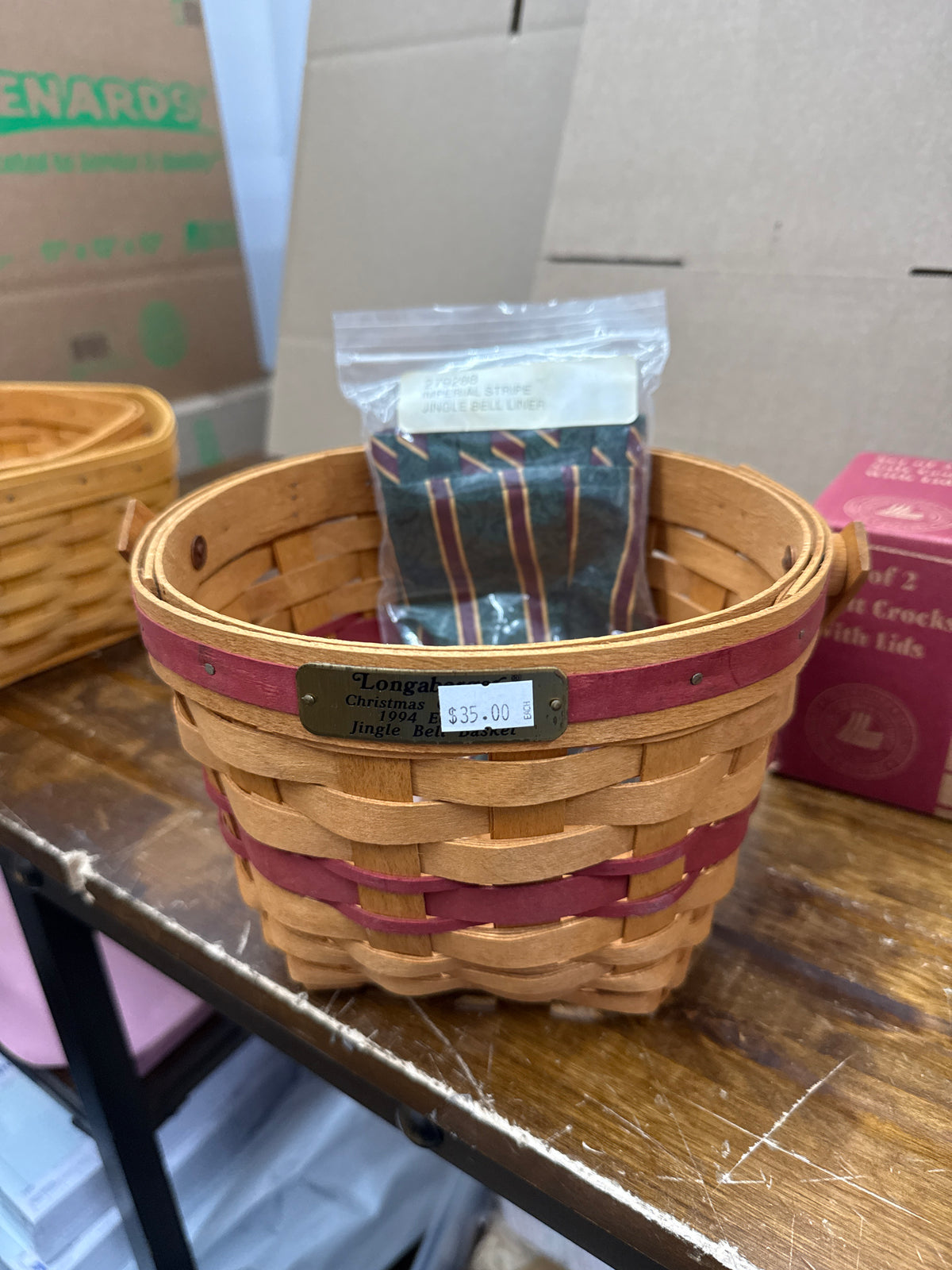 Longaberger 1994 jingle bell basket with liner