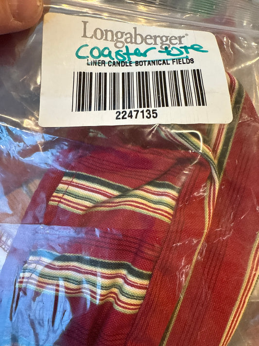 Longaberger coaster tote liner in holiday stipe
