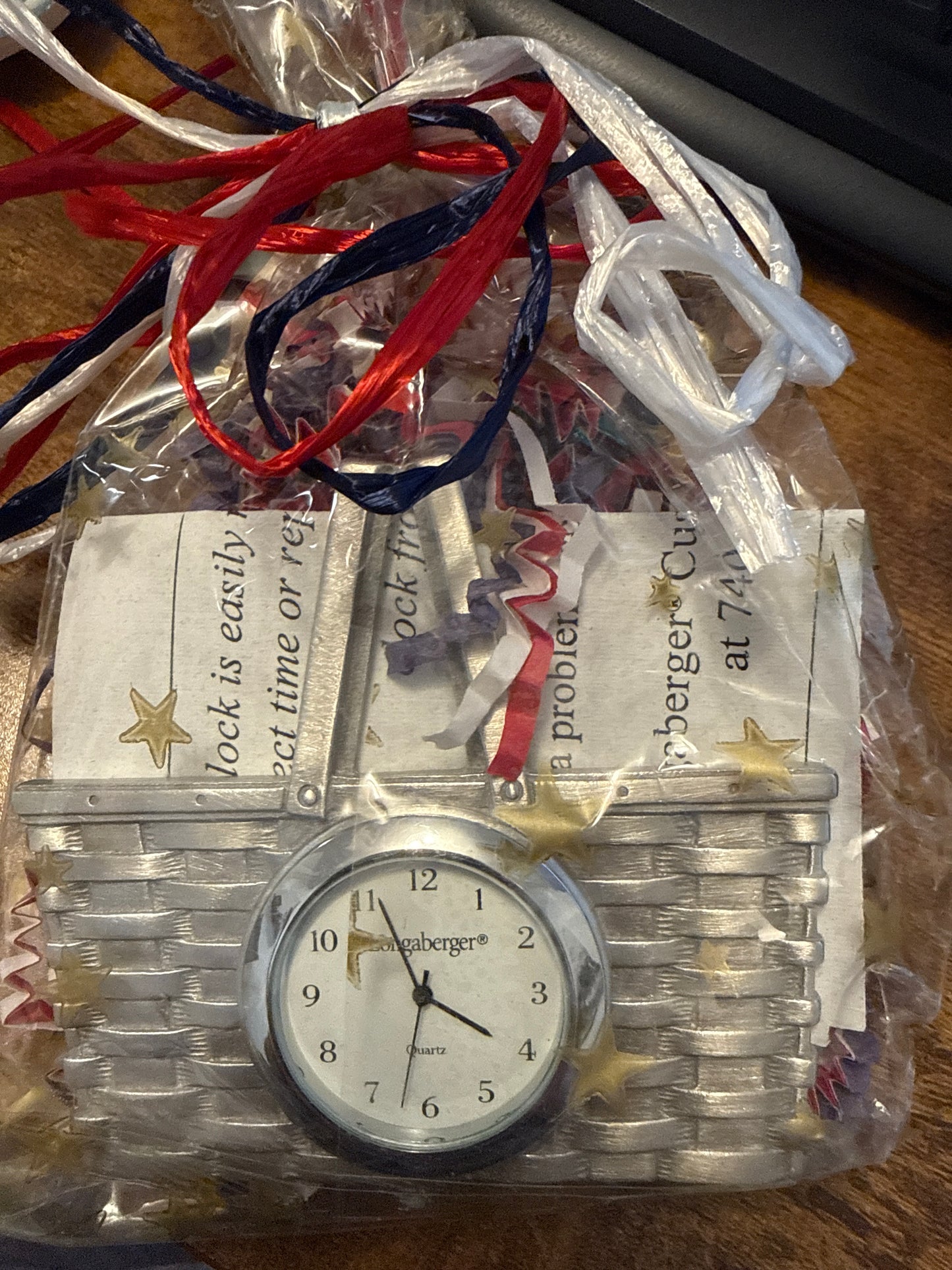 Longaberger basket clock gift bag