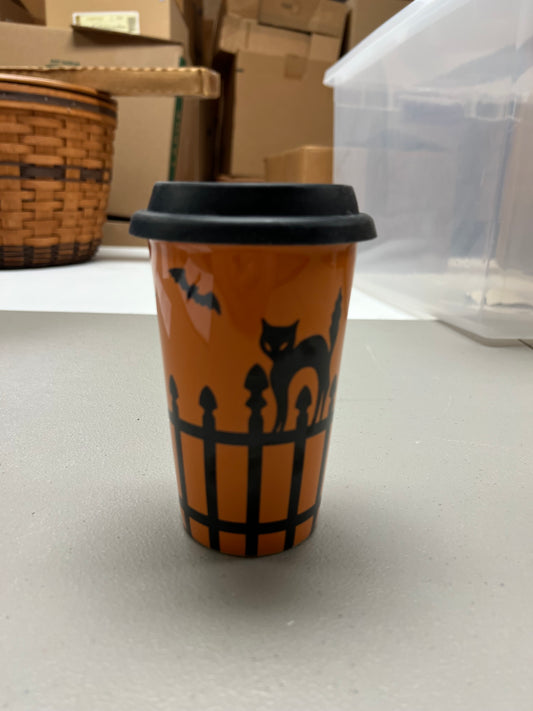 Longaberger Halloween orange travel mug