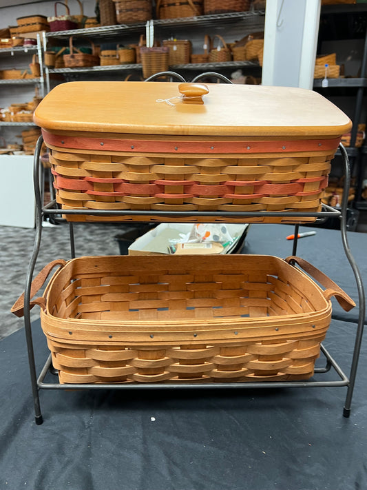 Longaberger wrought iron counter top bakers rack with baskets