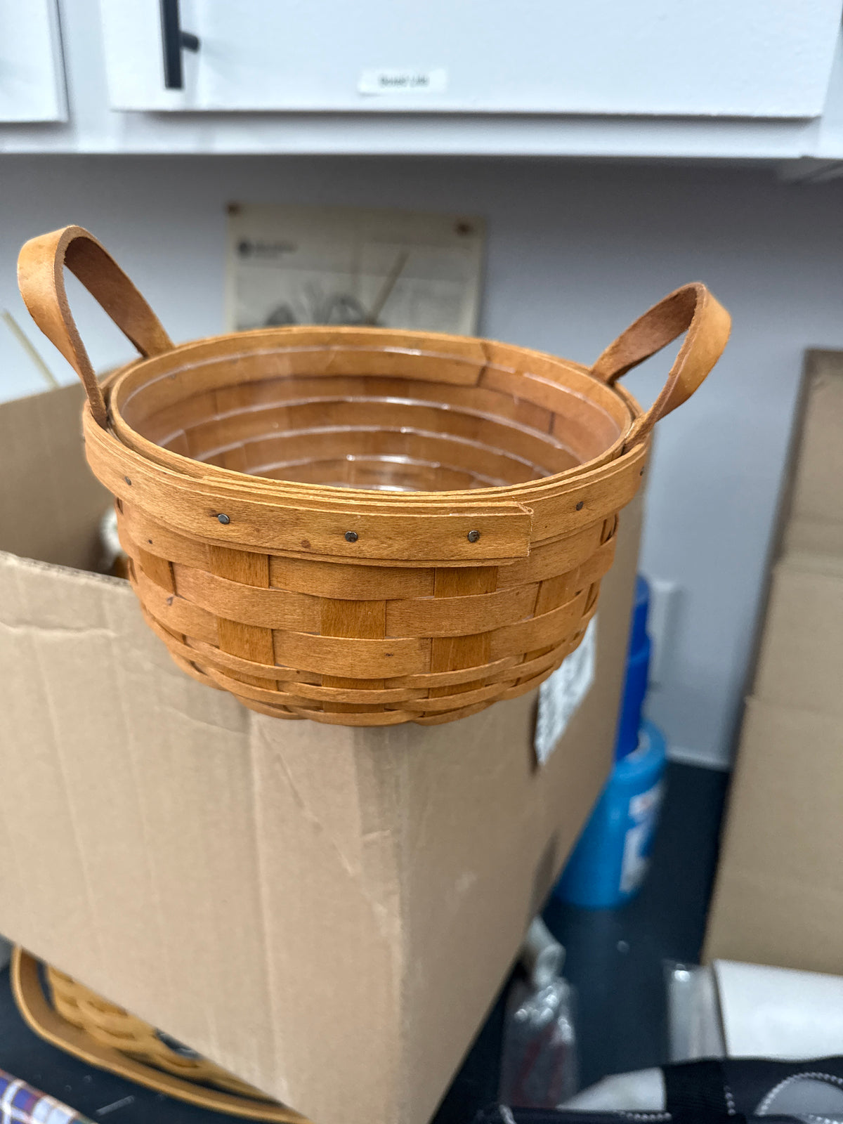Longaberger button basket with protector