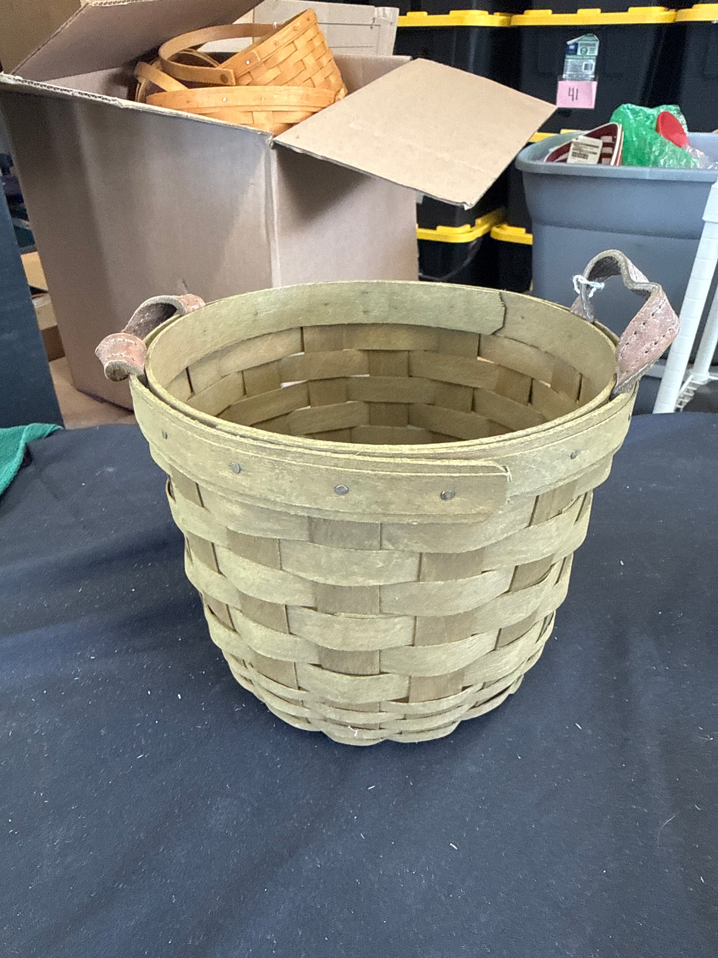 Longaberger olive colored small fruit basket