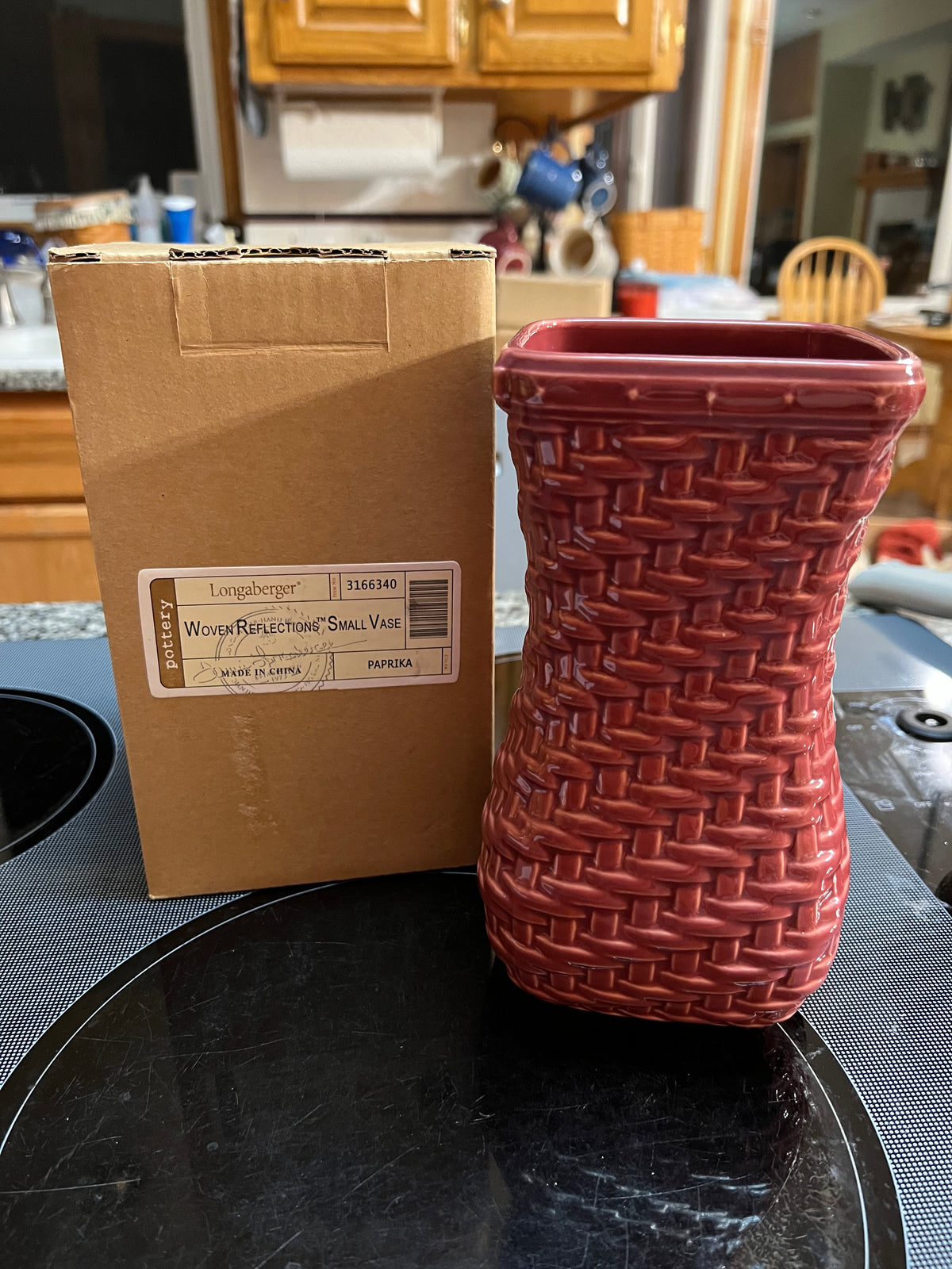 Longaberger woven traditions small vase in paprika