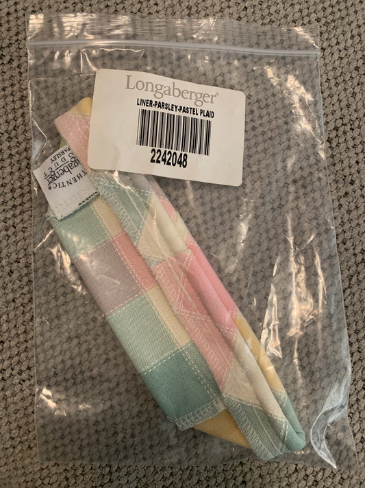 Longaberger Parsley Liner in Pastel Plaid