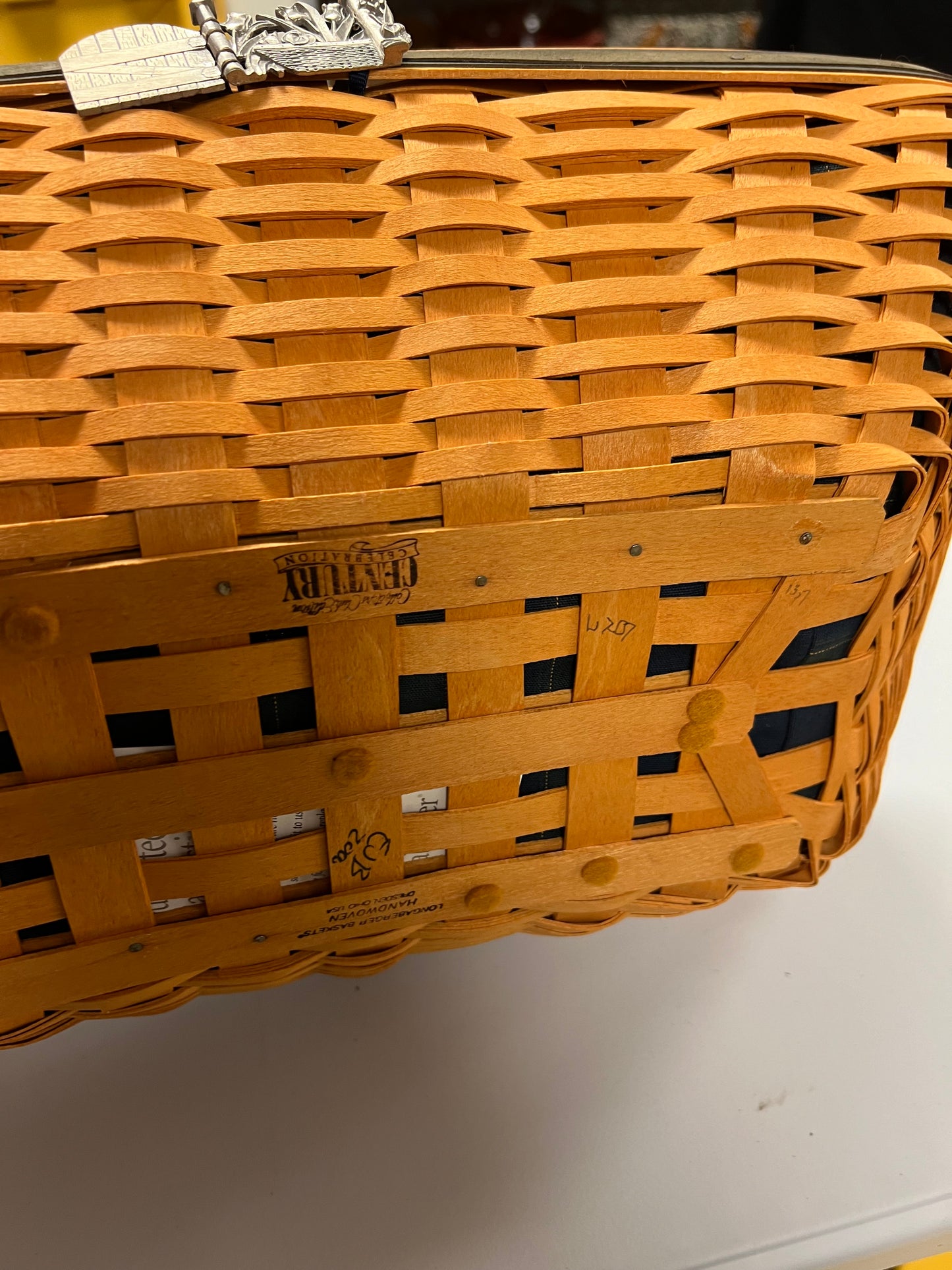 Longaberger spring meadow basket with liner, protector & tie on