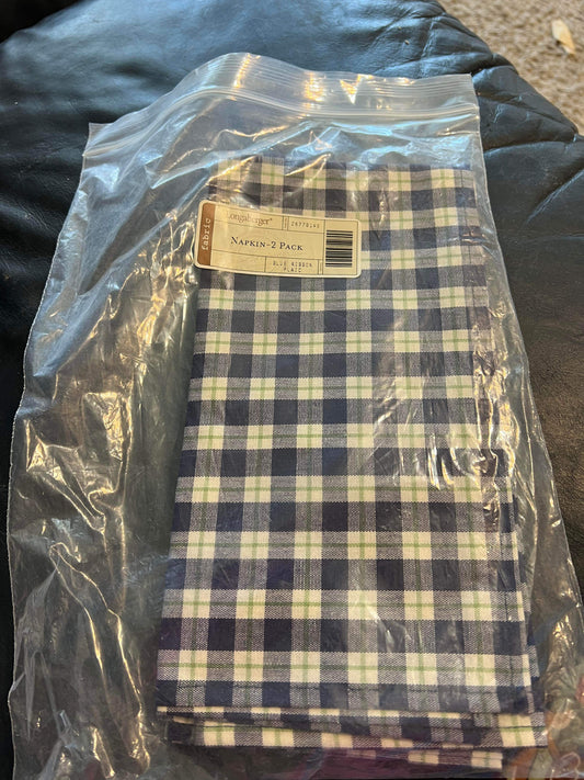 Longaberger Napkin 2 Pack in Blue Ribbon Plaid