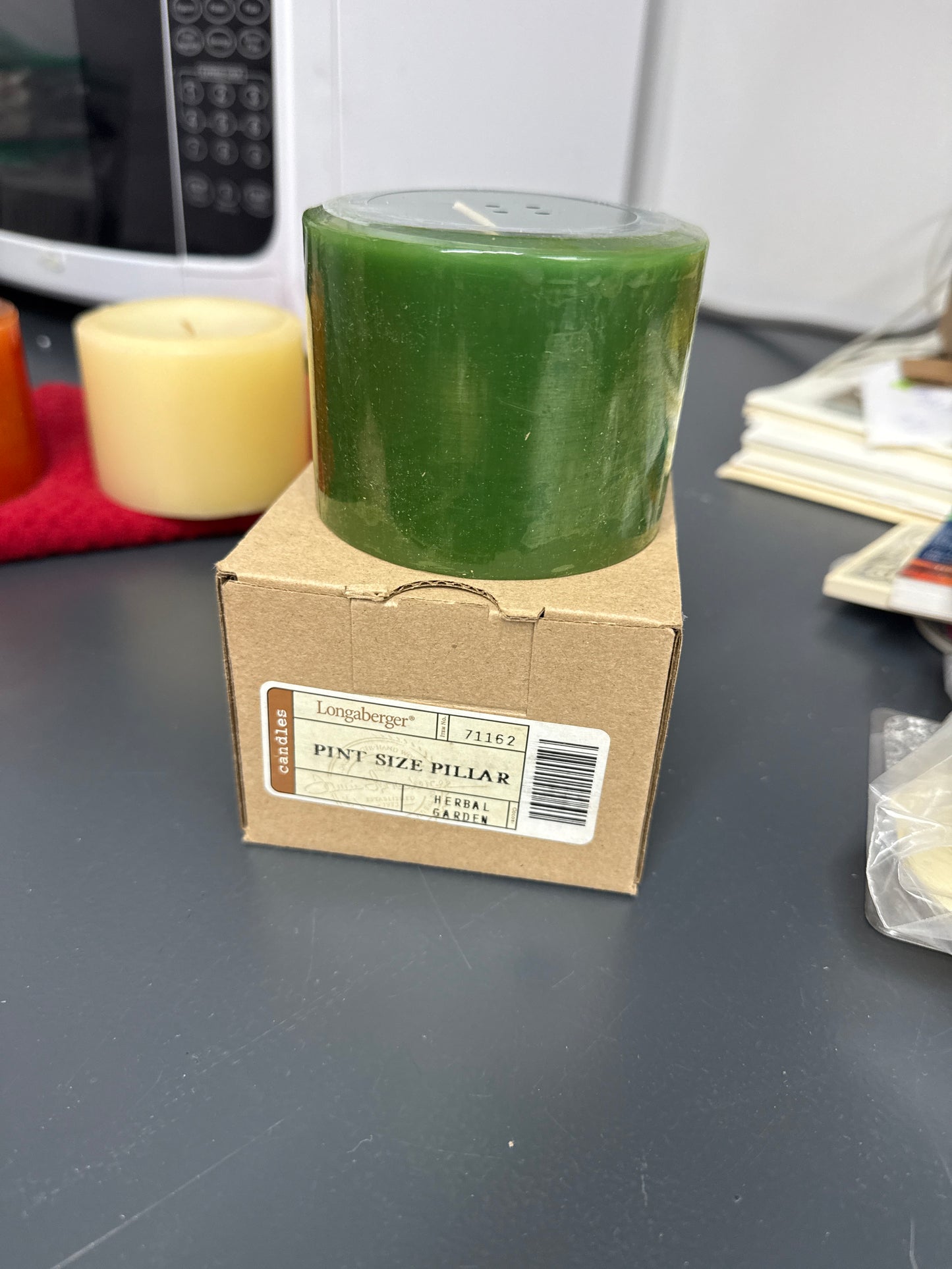 Longaberger pint size pillar candle in herbal garden