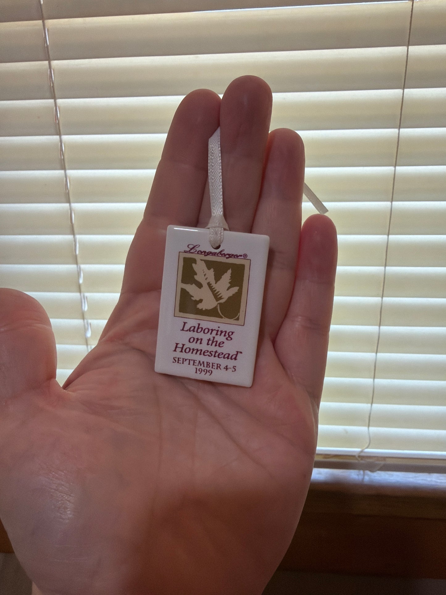 Longaberger Laboring on the Homestead September 4-5 1999 tie-on