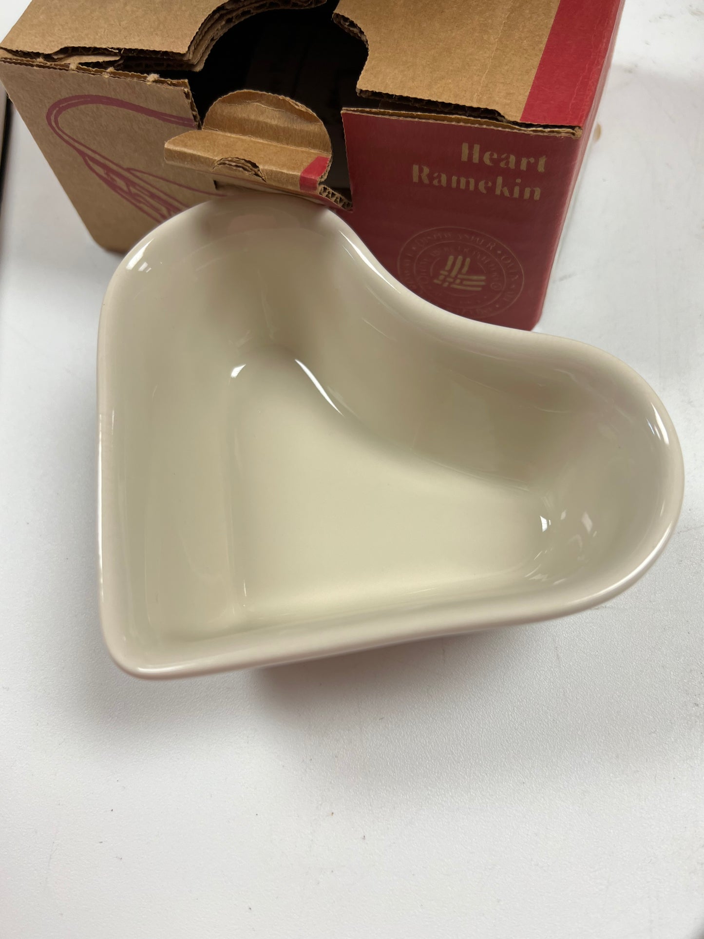 Longaberger heart ramekin in classic blue