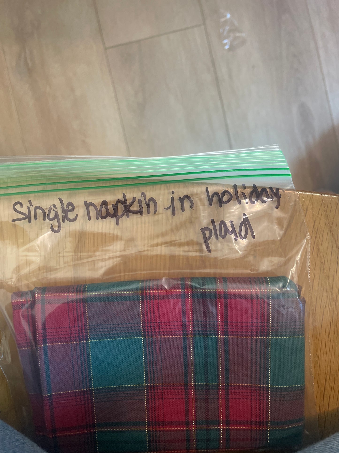 Longaberger Single napkin in holiday plaid