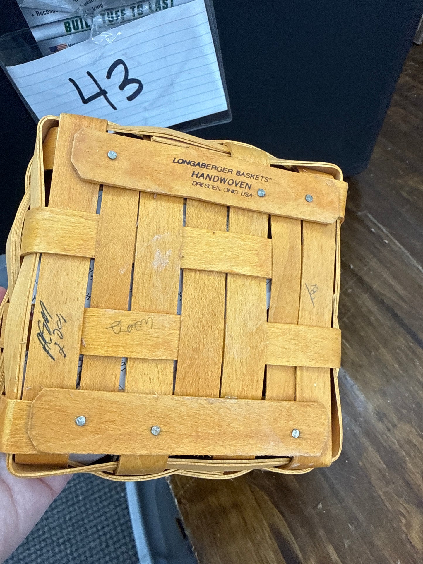 Longaberger tarragon basket with liner and protector