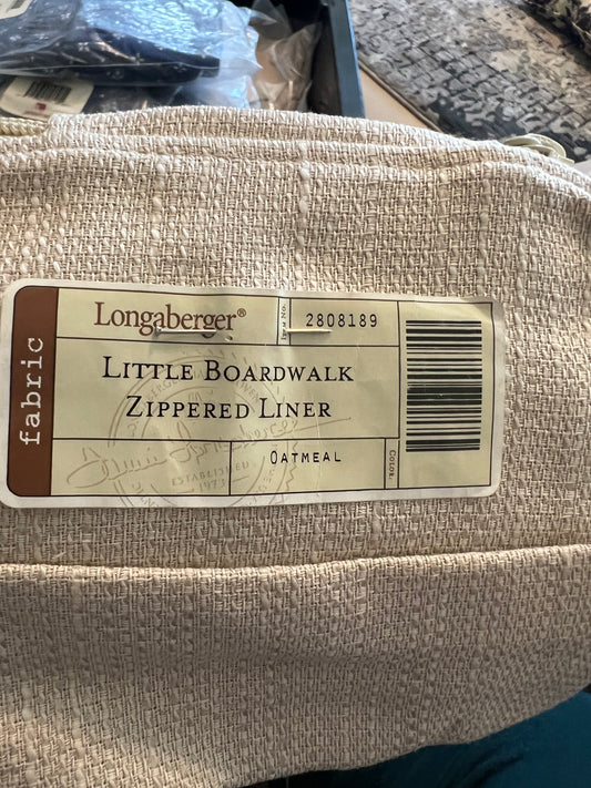 Longaberger little boardwalk zippered liner in oatmeal