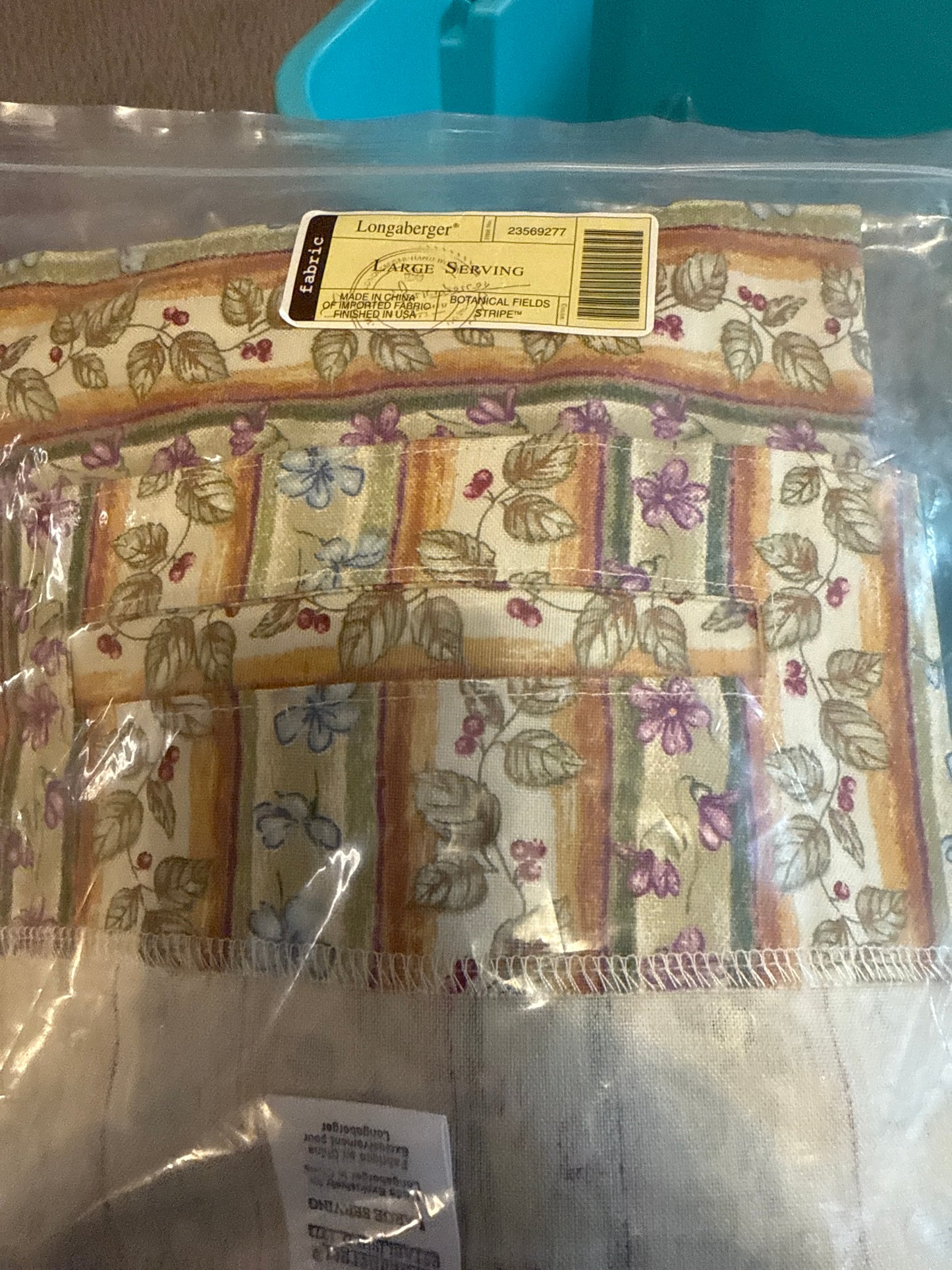 Longaberger large serving liner in Botanical fields stripe