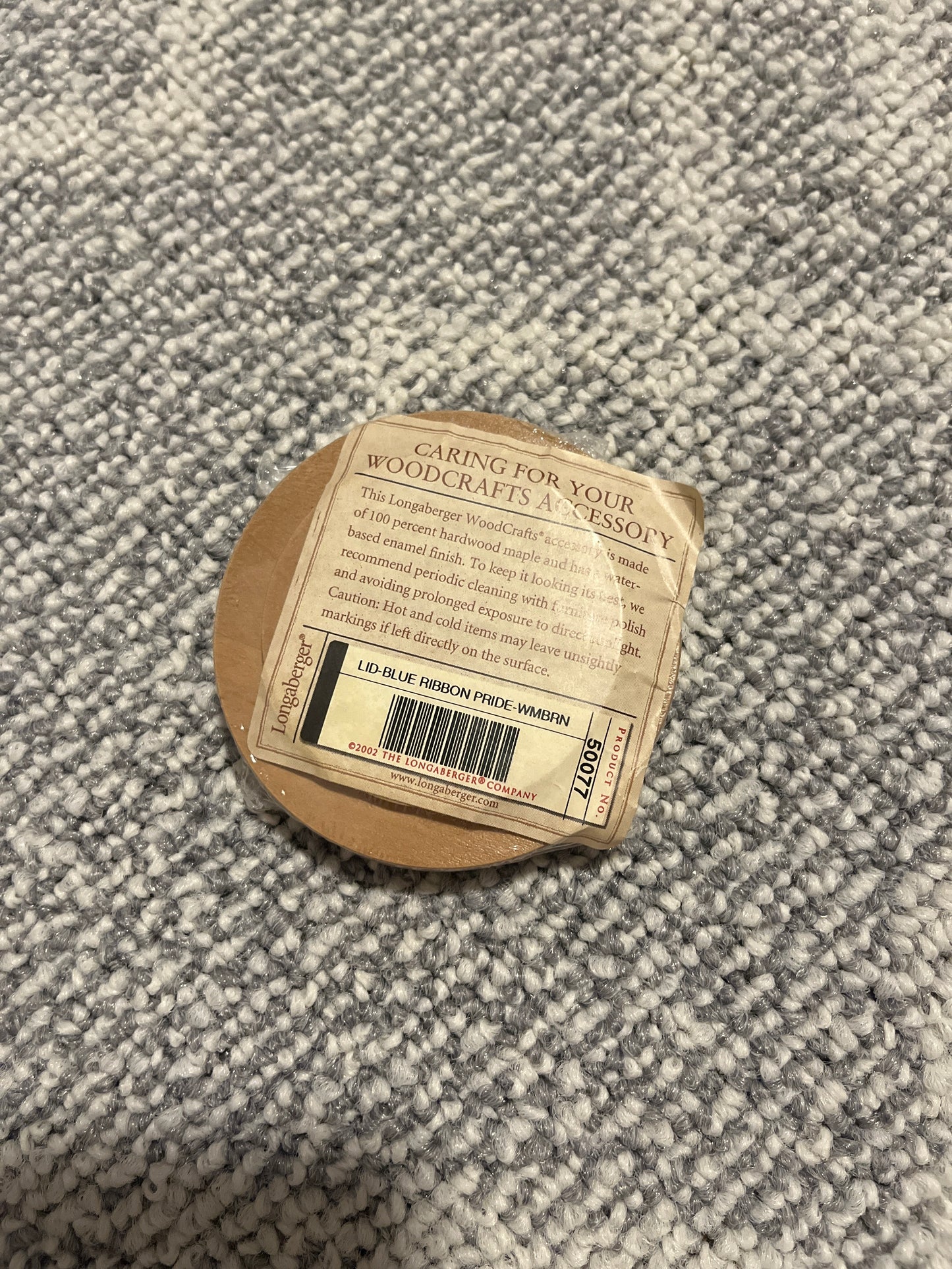 Longaberger blue ribbon pride lid in warm brown