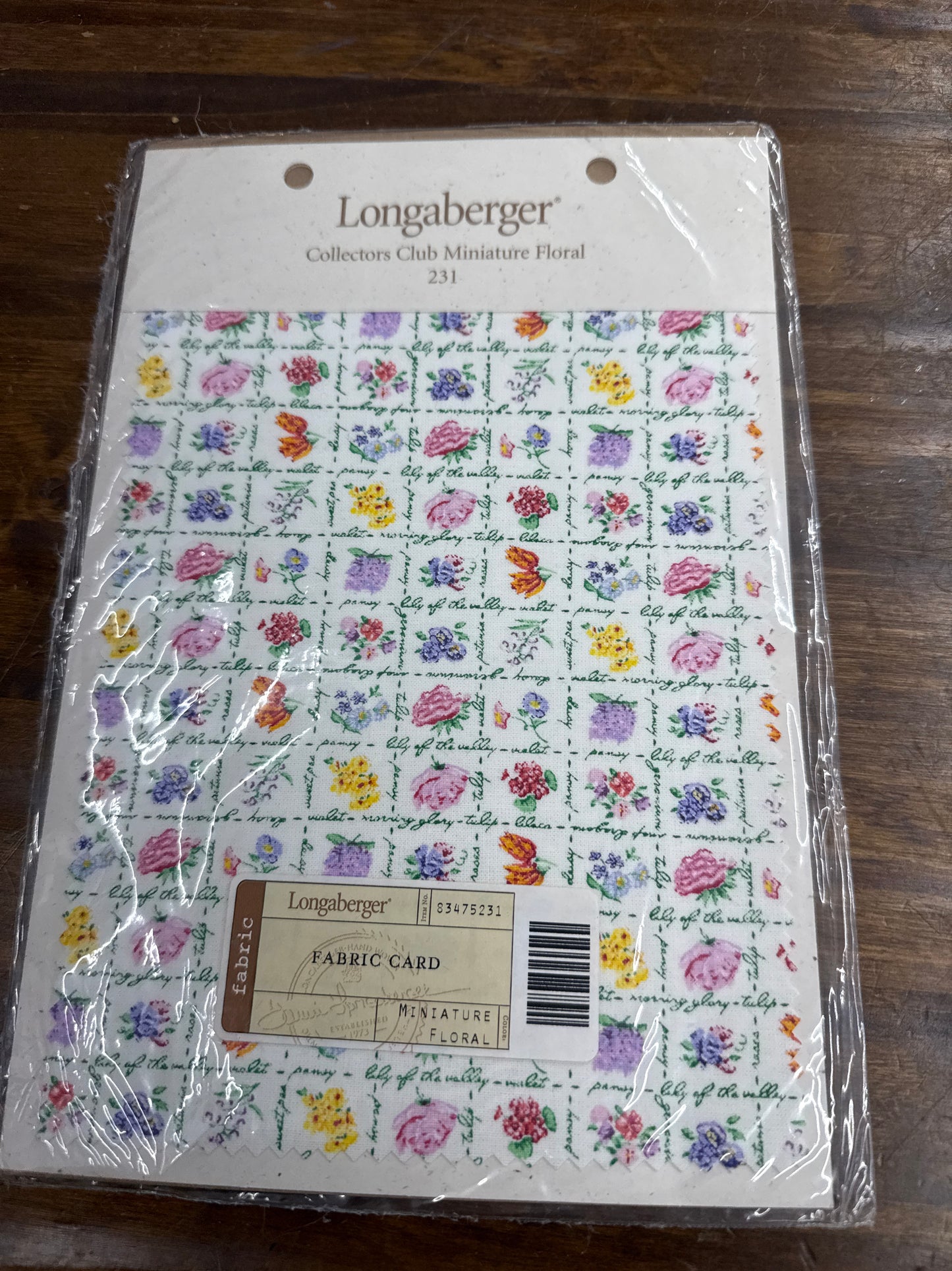 Longaberger collector’s club miniature floral fabric card