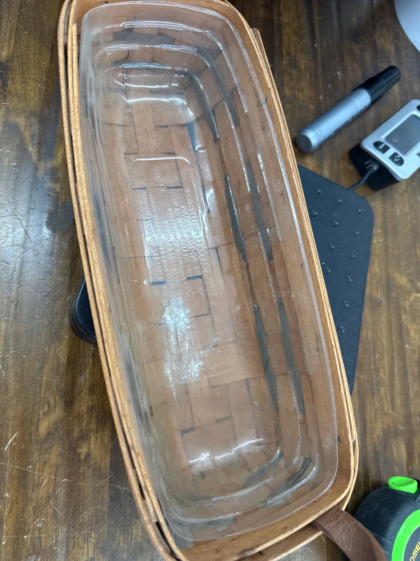 Longaberger cracker basket with protector (protector is dirty)