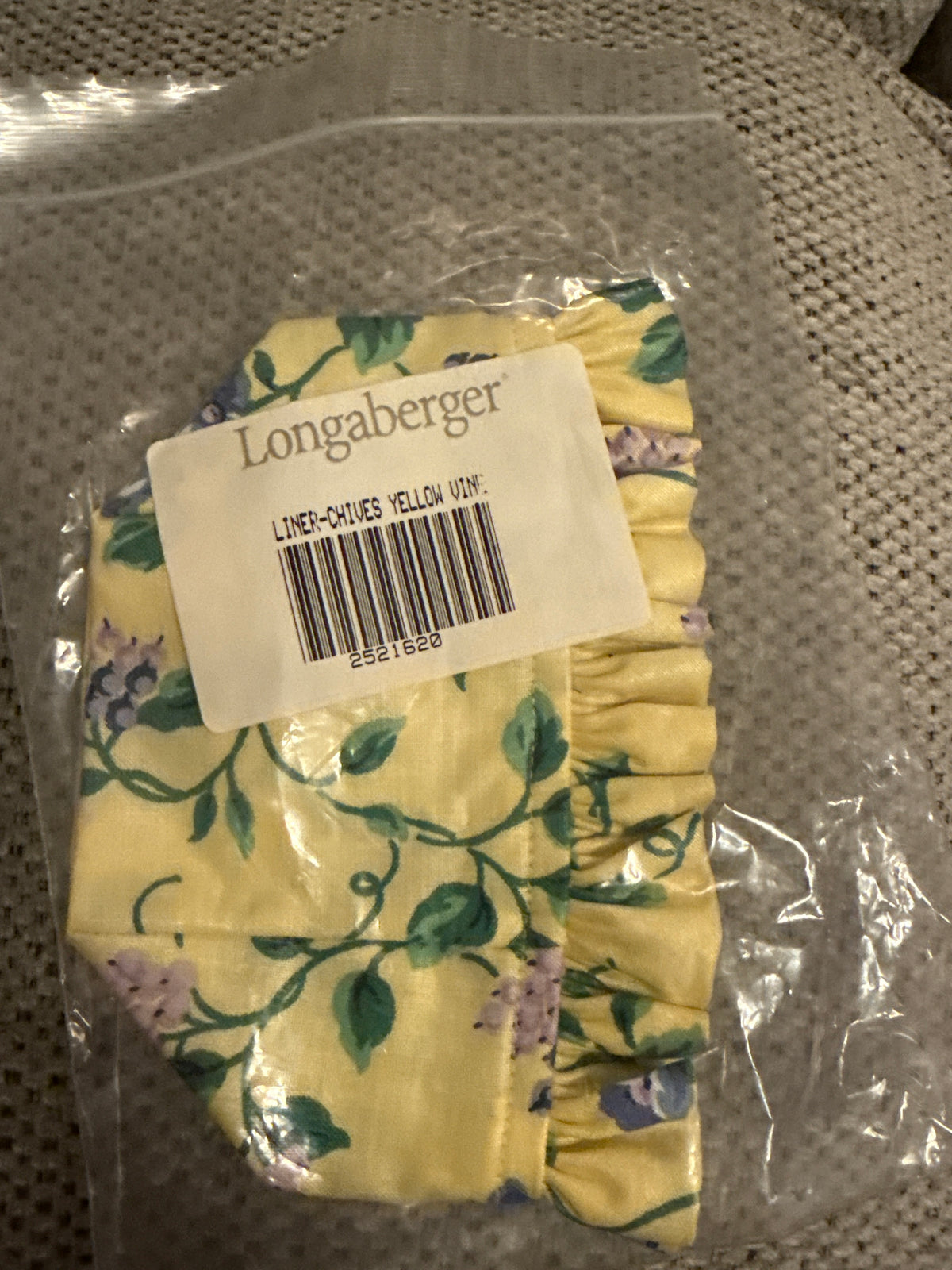 Longaberger chives liner in yellow vine