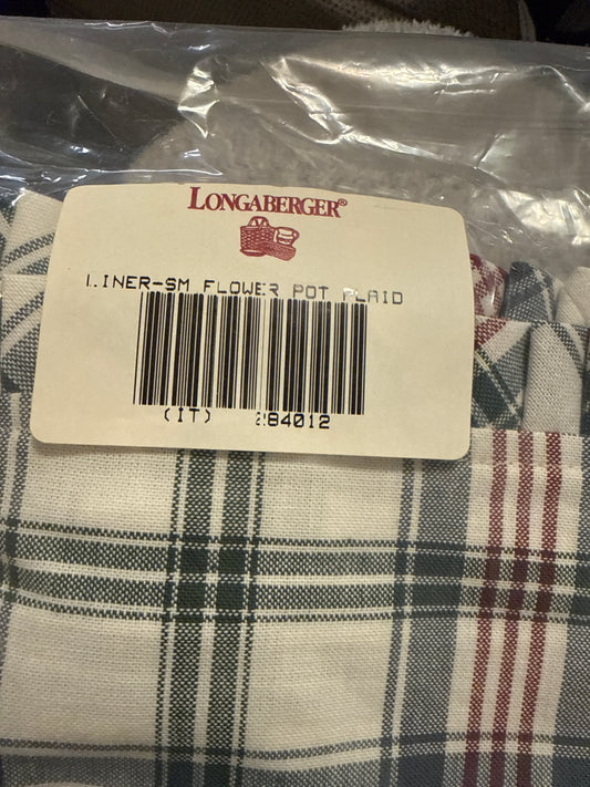 Longaberger small flower pot liner in market day plaid