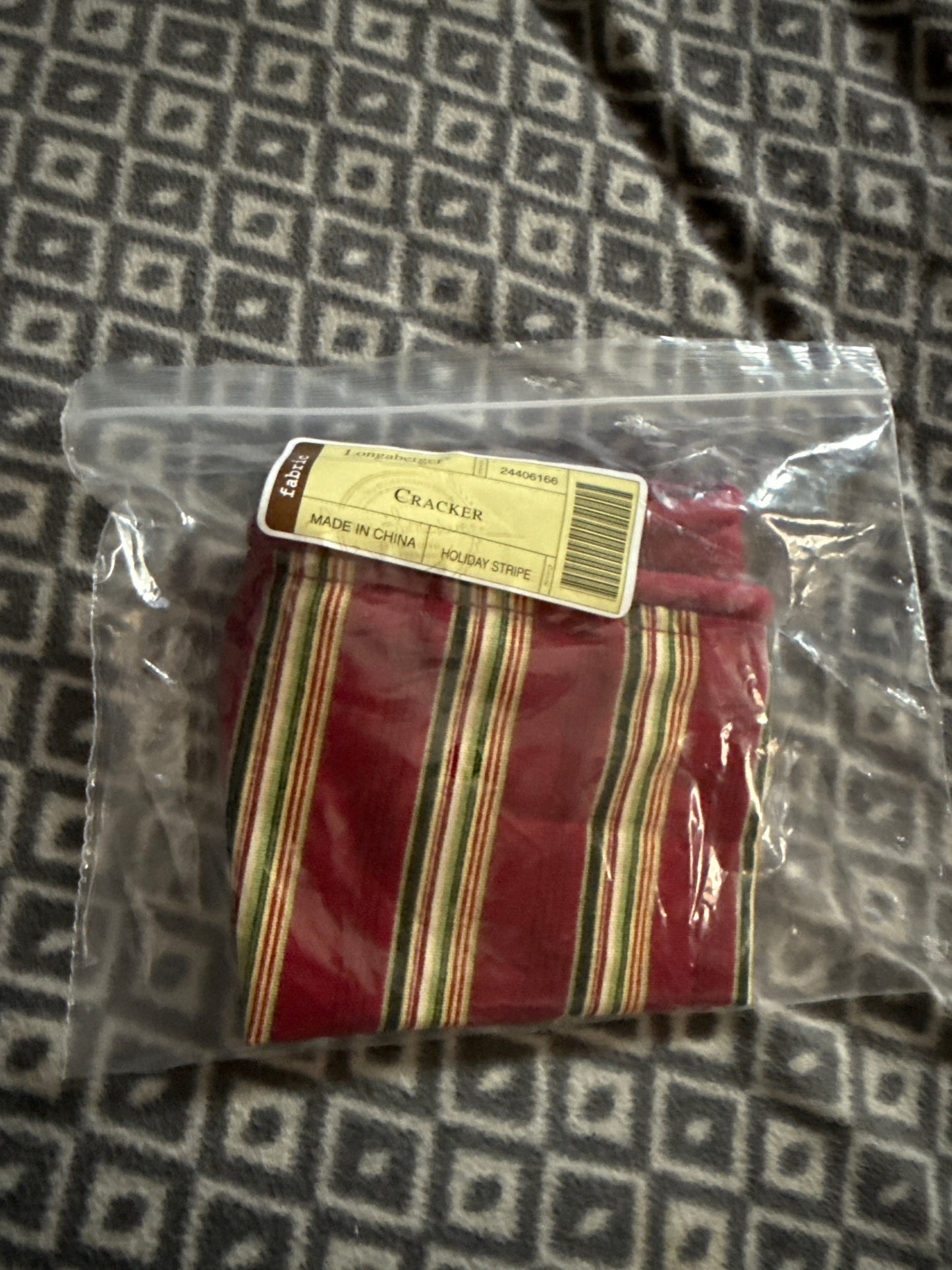 Longaberger Cracker Liner in Holiday Stripe