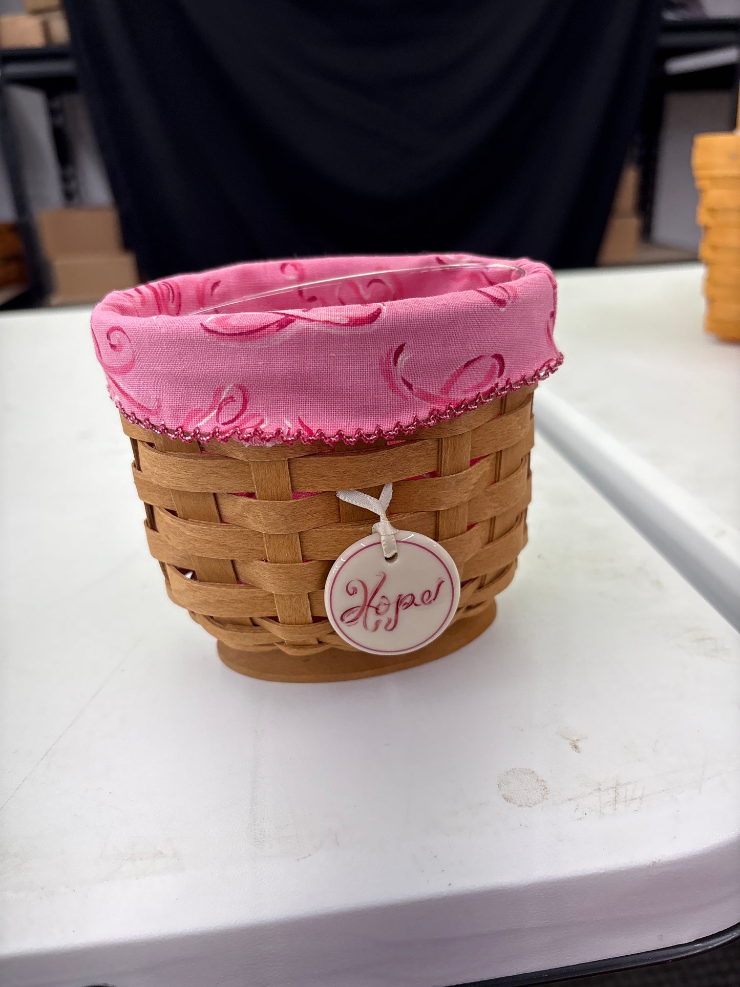 Longaberger 2011 Horizon of Hope basket with liner, protector and tie-on