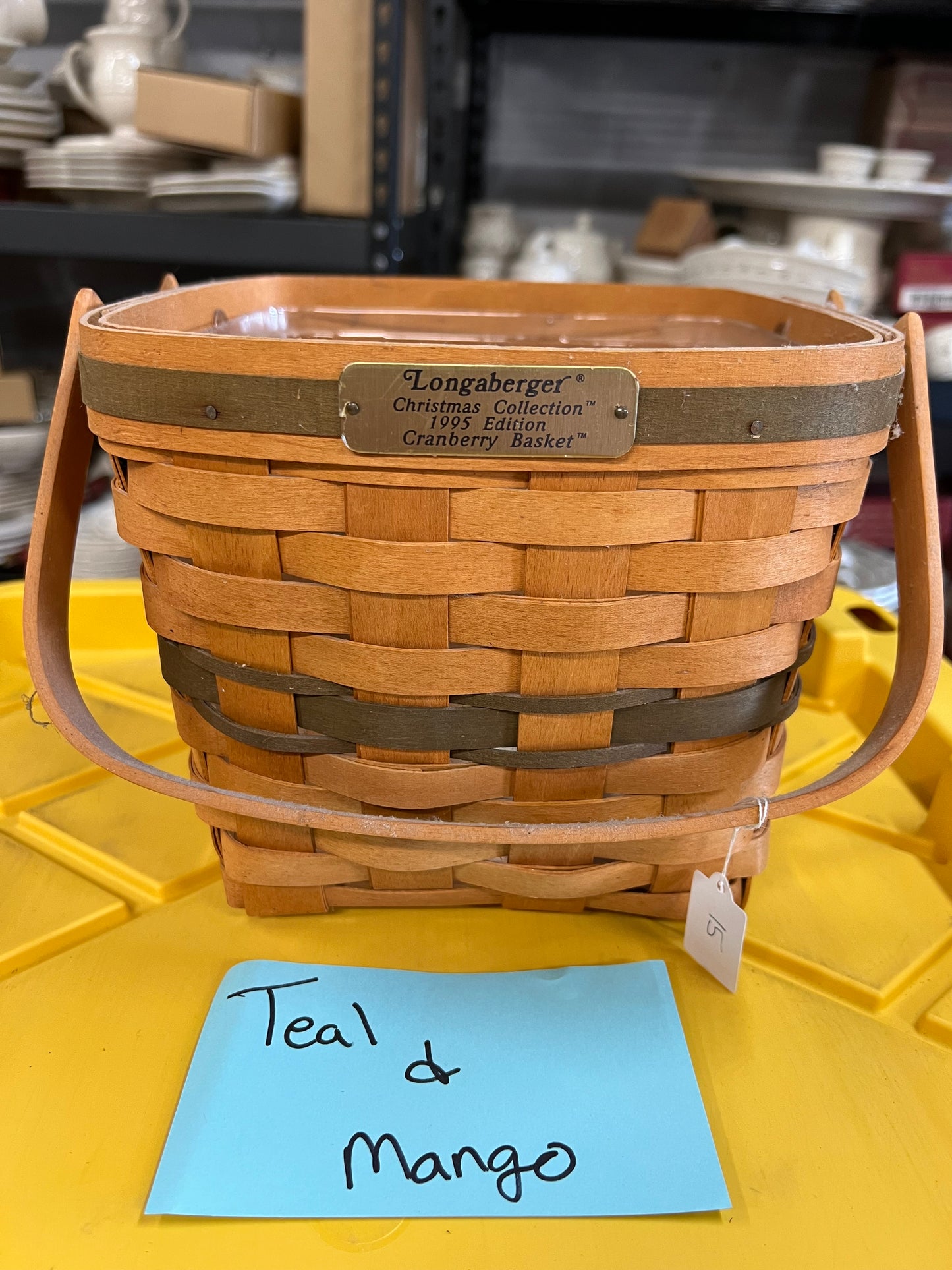 Longaberger cranberry basket with protector