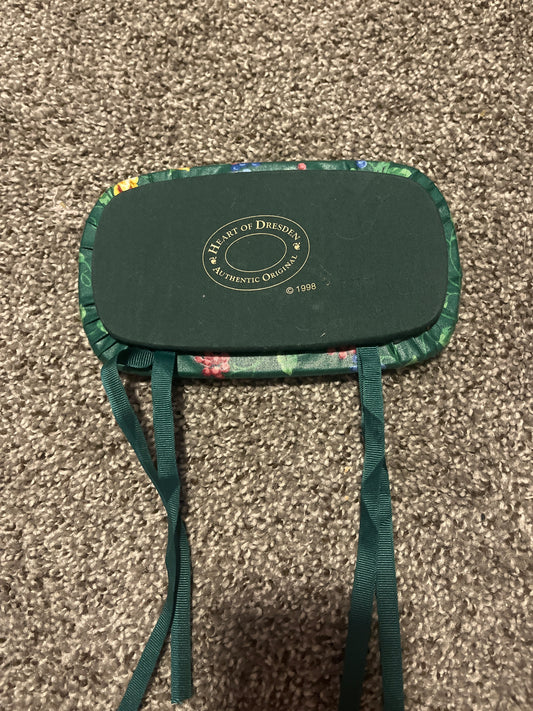 Heart of Dresden green fabric lid 7.5”x4.5