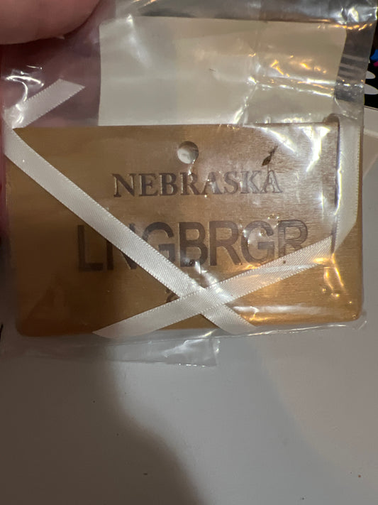 Longaberger Nebraska license plate tie on.
