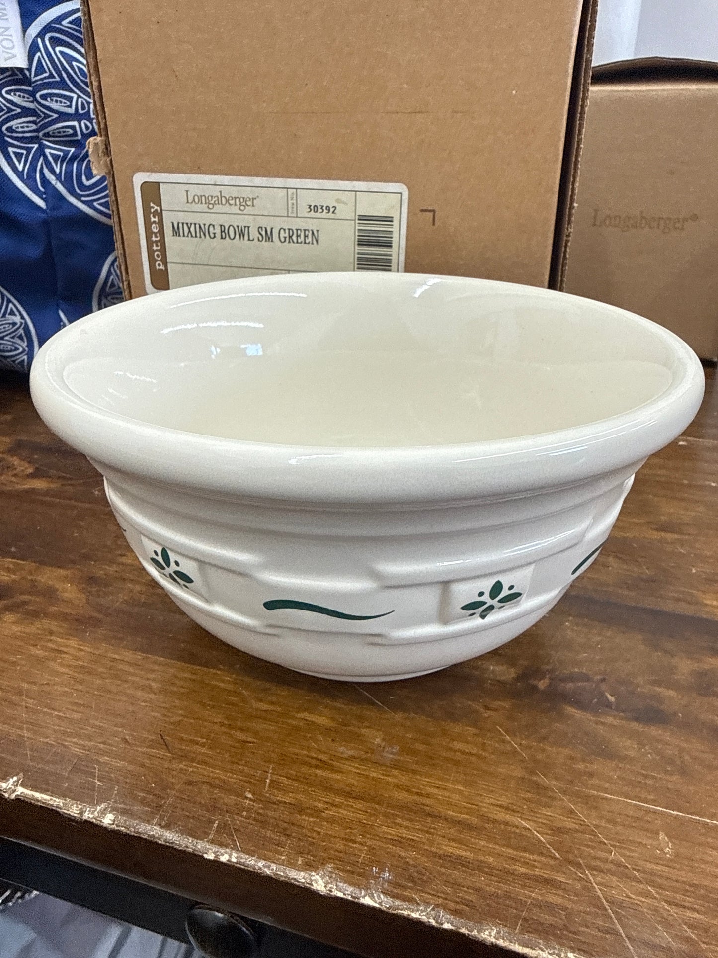 Longaberger small mixing bowl in heritage green made in USA