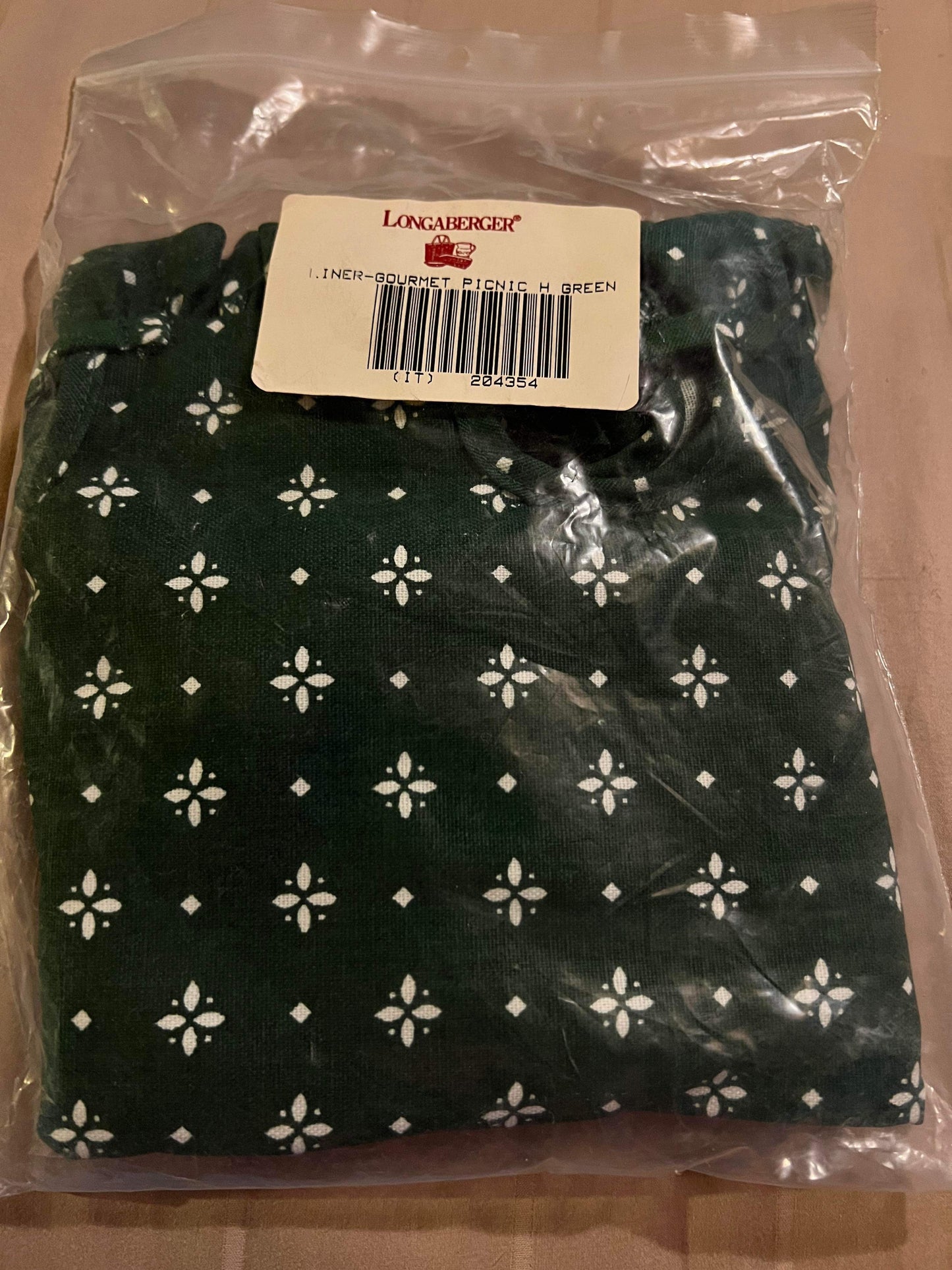 Longaberger Gourmet Picnic Liner in Heritage Green