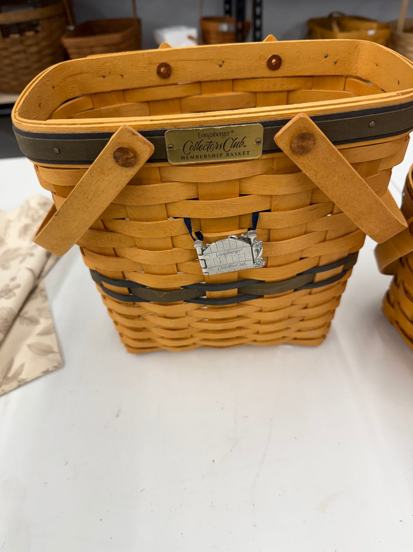 Longaberger collectors club membership basket with tie on