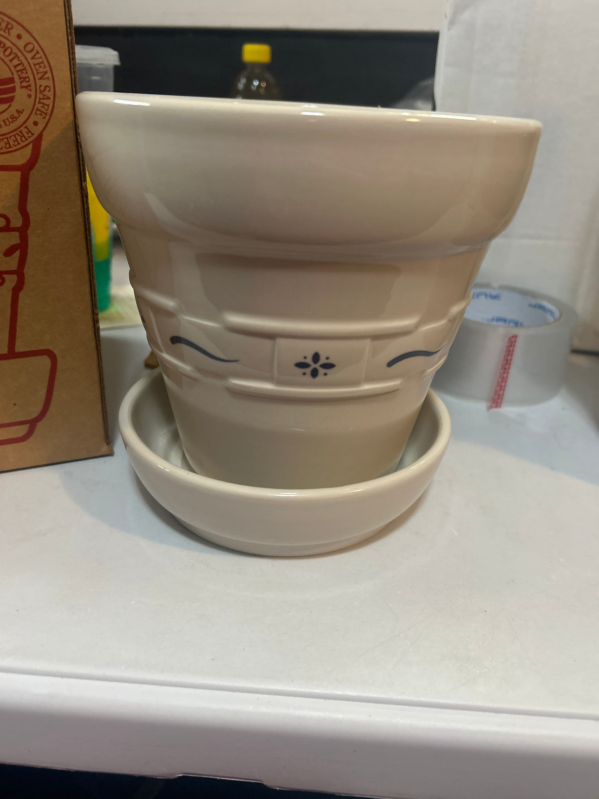 Large flower pot classic blue