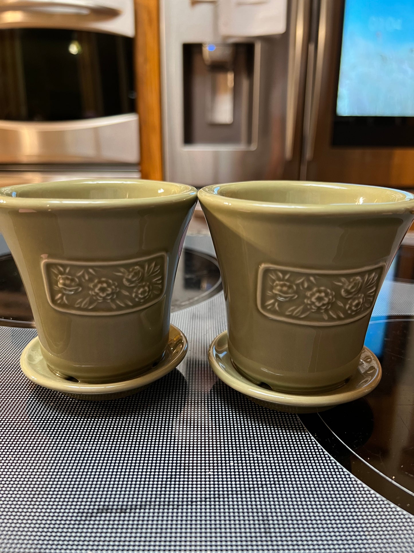 Longaberger set of peony pots