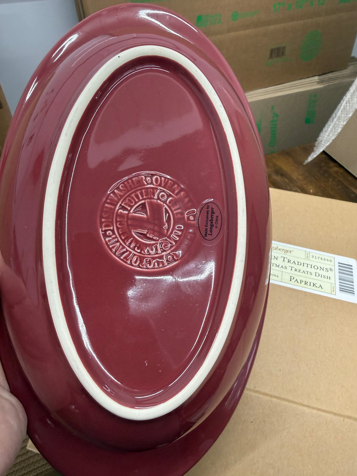 Longaberger Christmas treats dish in paprika