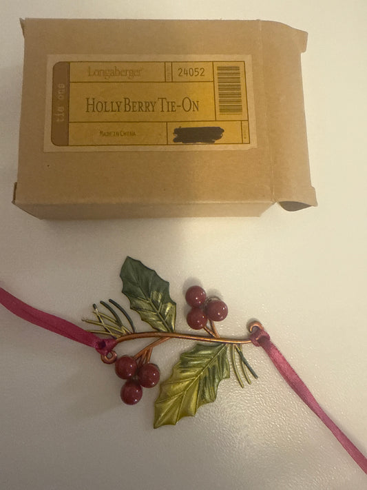 Longaberger Holly Berry tie on