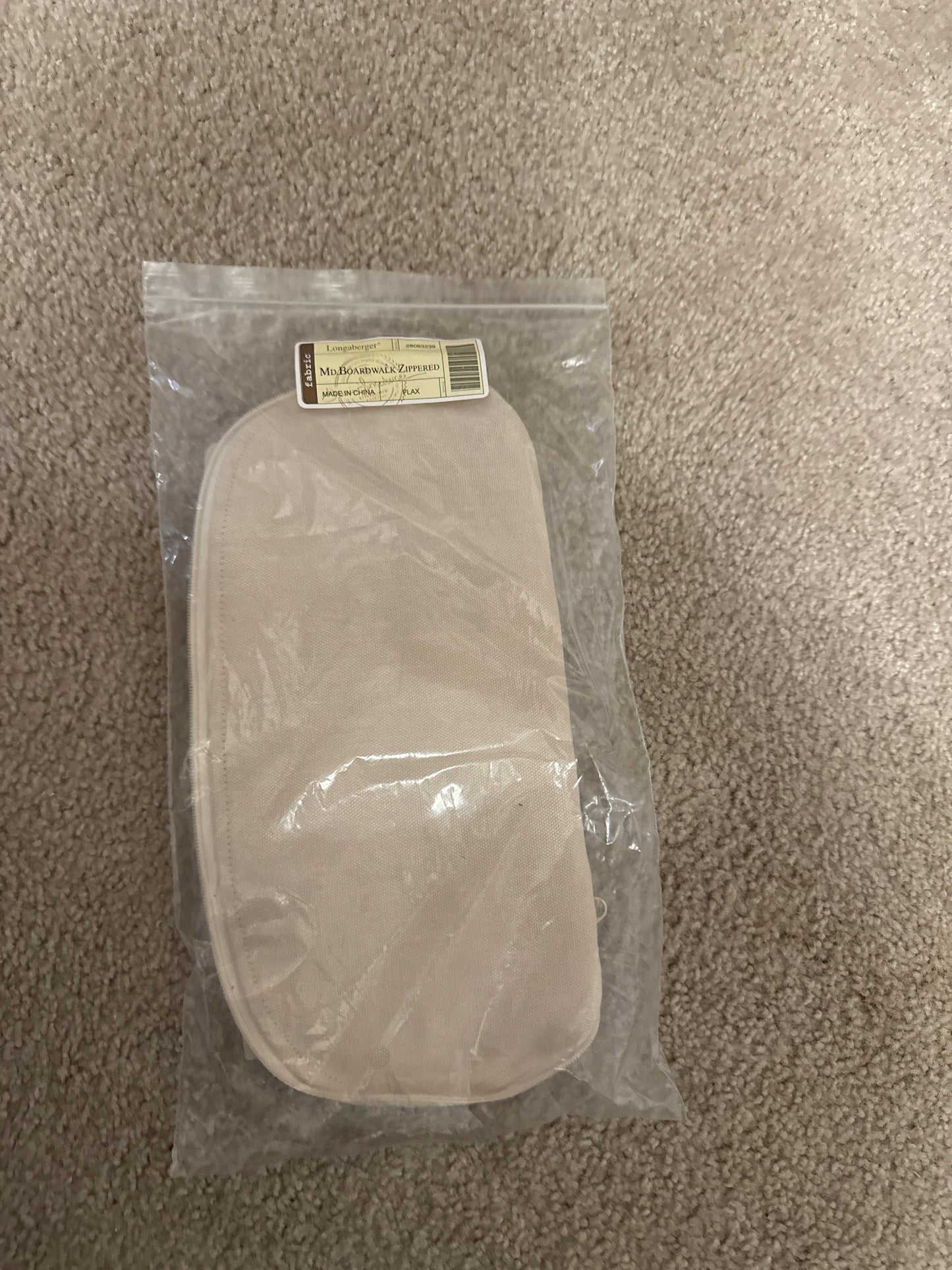 Longaberger medium boardwalk zippered liner in flax