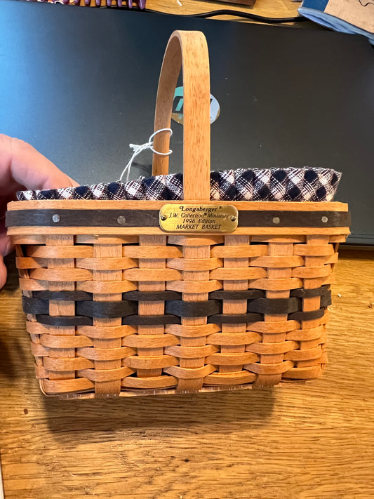 Longaberger JW Collection 1996 Edition Miniature Market Basket with Liner and Protector