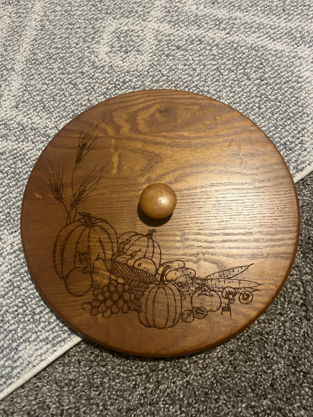 K.S. Lanam 12” round lid with fall design