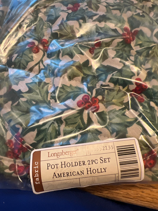 Longaberger American holly 2 Piece Pot Holder (have multiple)