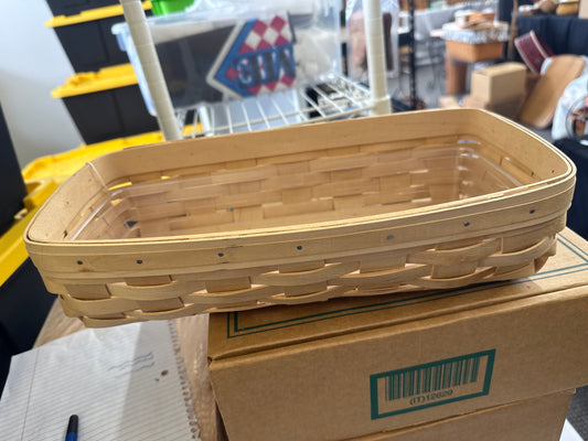 Longaberger white wash bread basket with hard protector