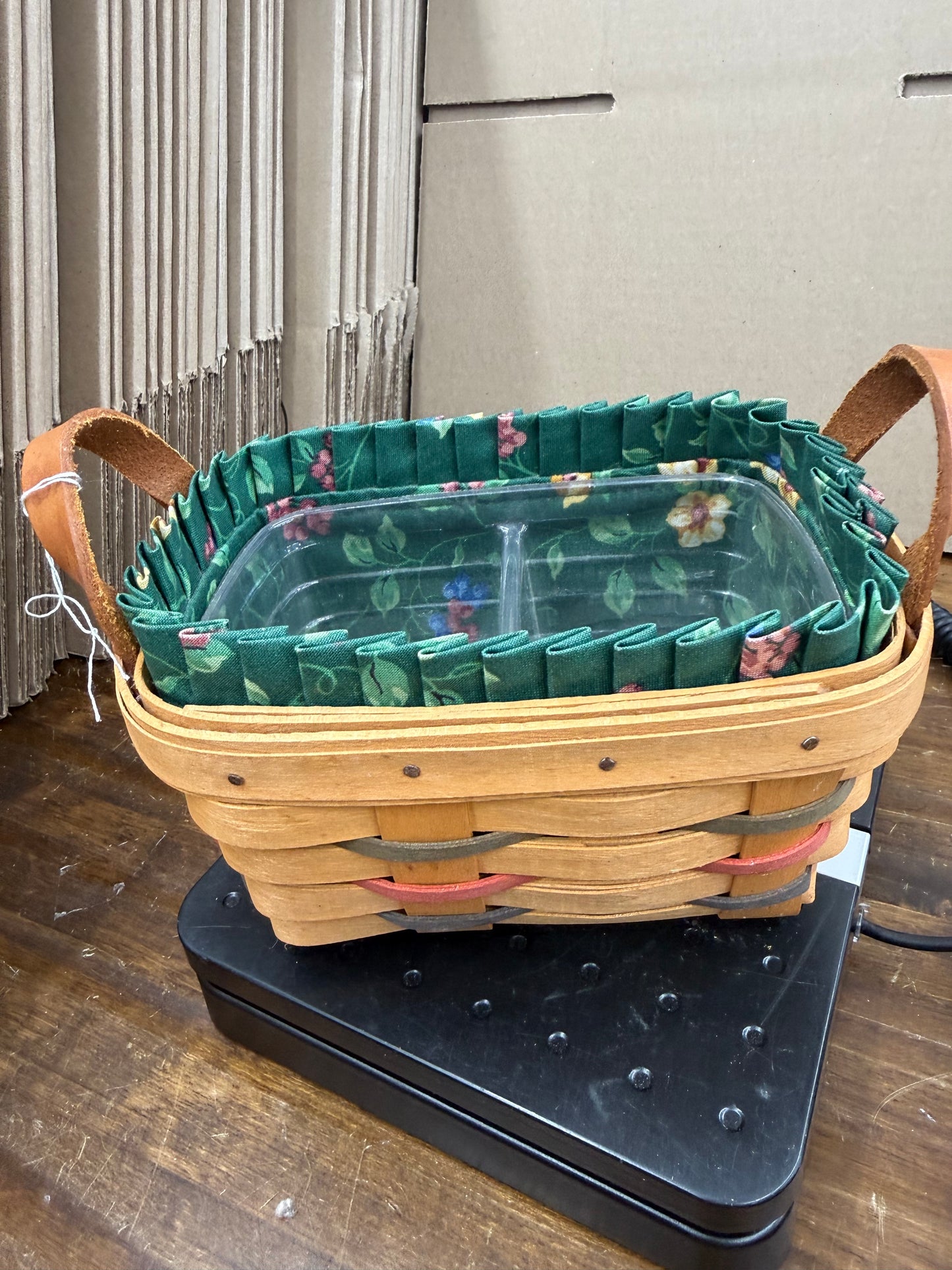 Longaberger tea basket with liner and protector