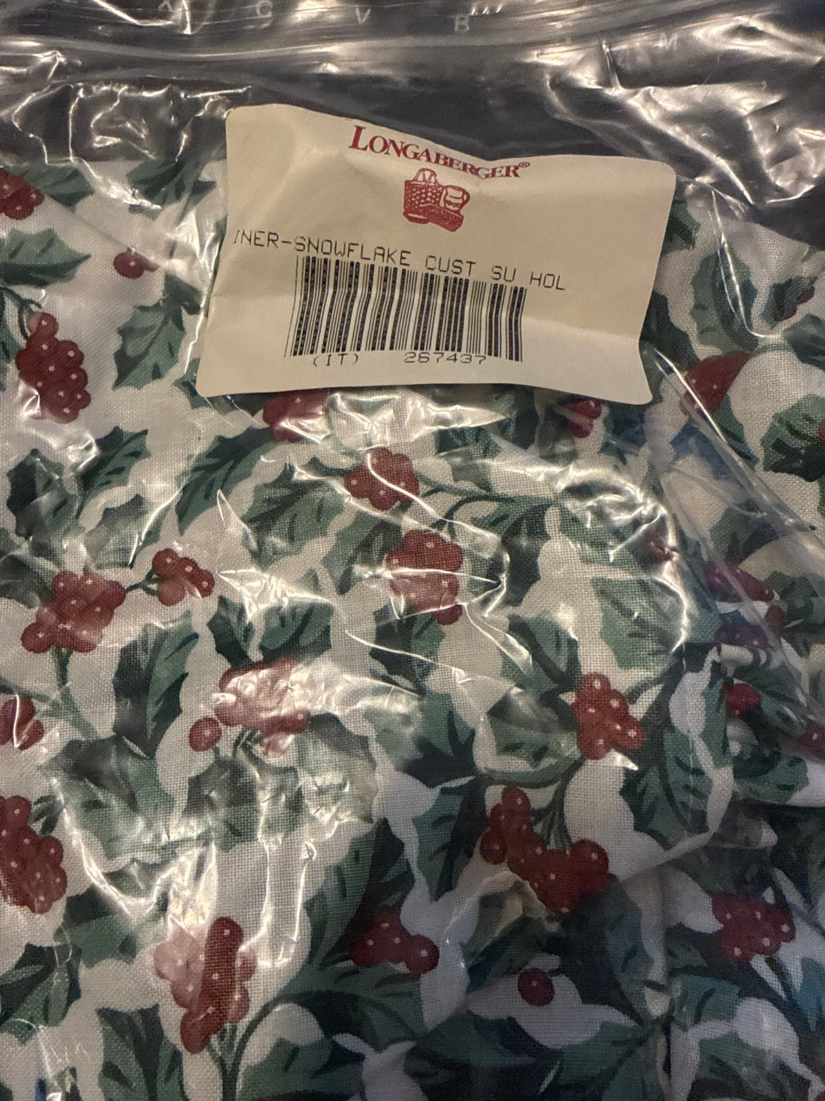 Longaberger customer snowflake stand up liner in traditional holly