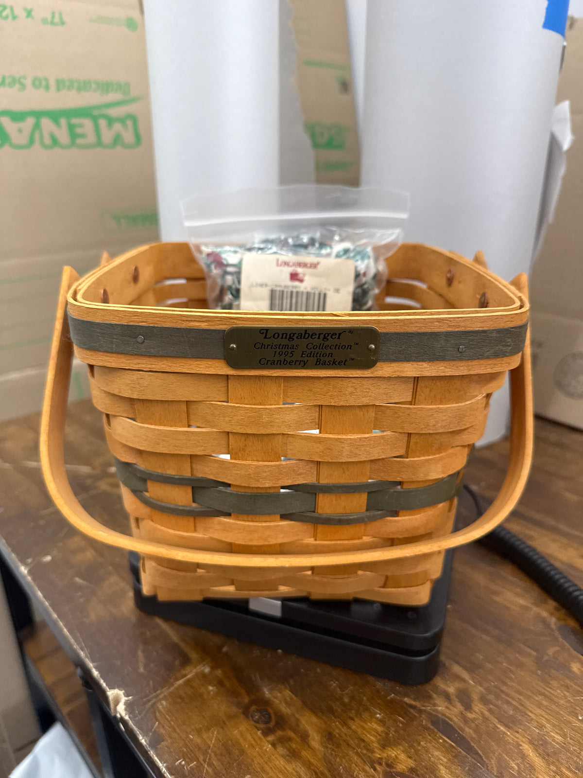 Longaberger cranberry basket with liner