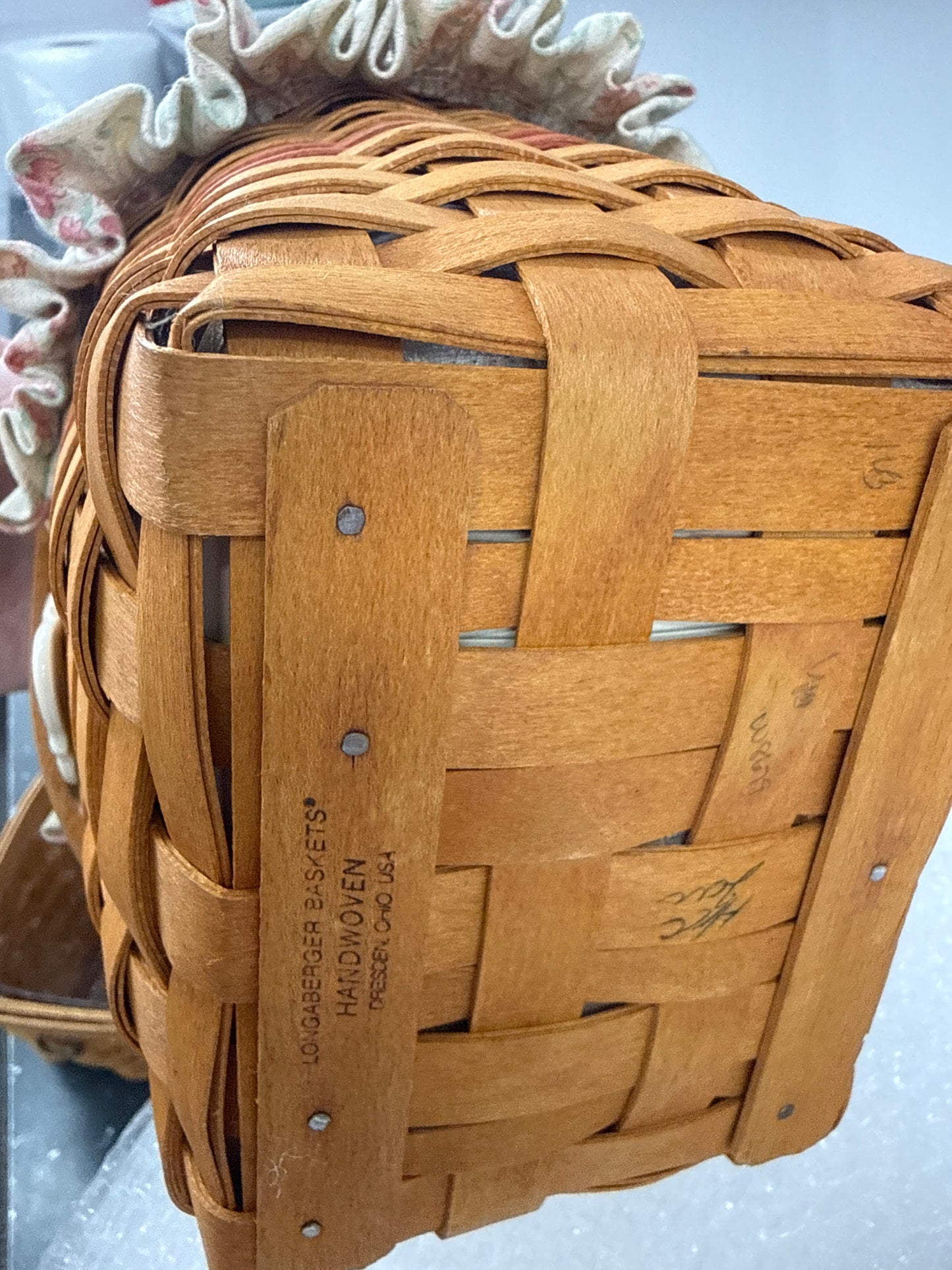 Longaberger vintage blossoms basket with liner, protector, and tie on
