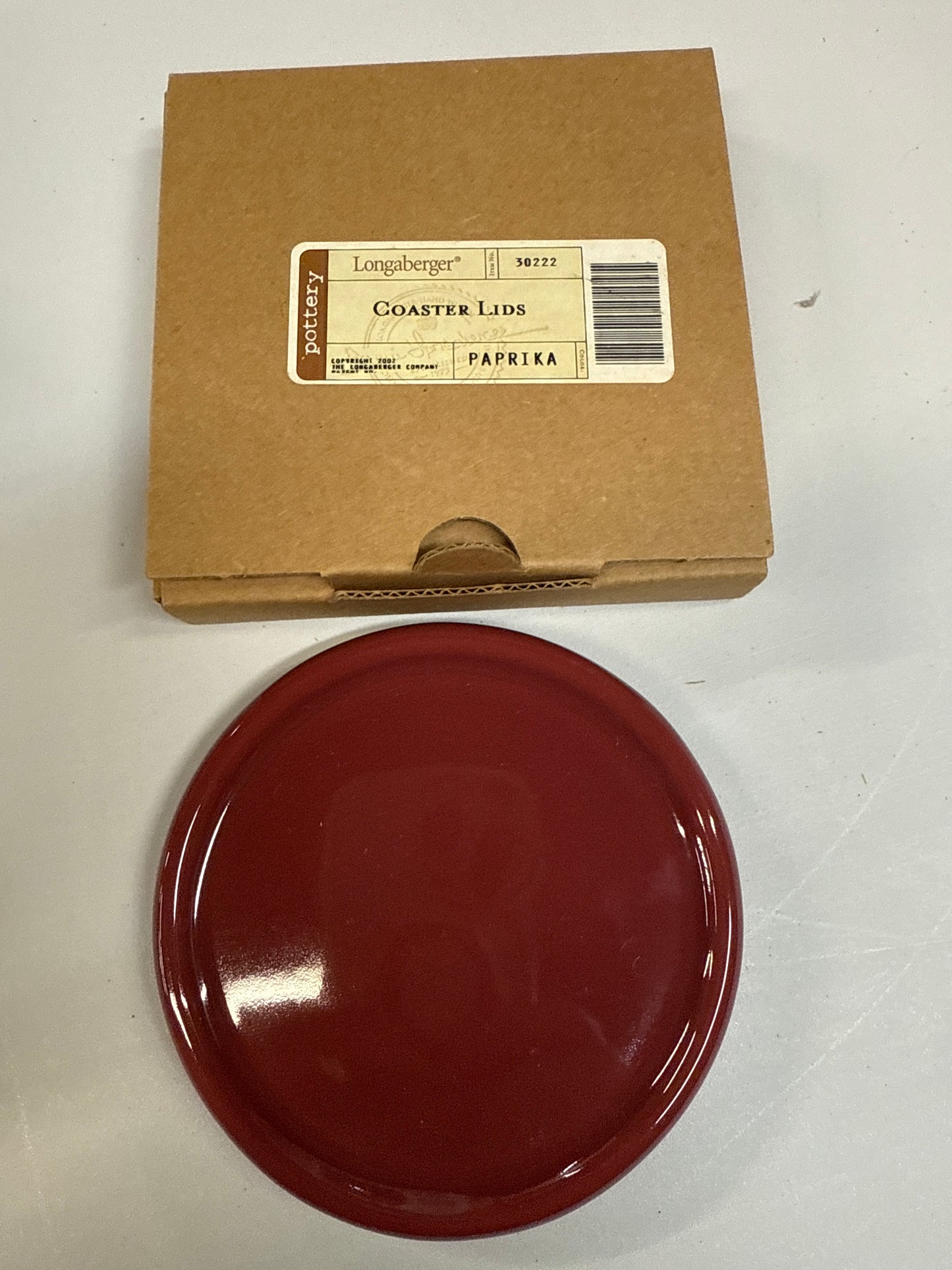 Longaberger coaster lid in paprika (may not be in original box)