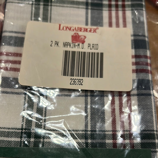 Longaberger napkin pair in market day plaid