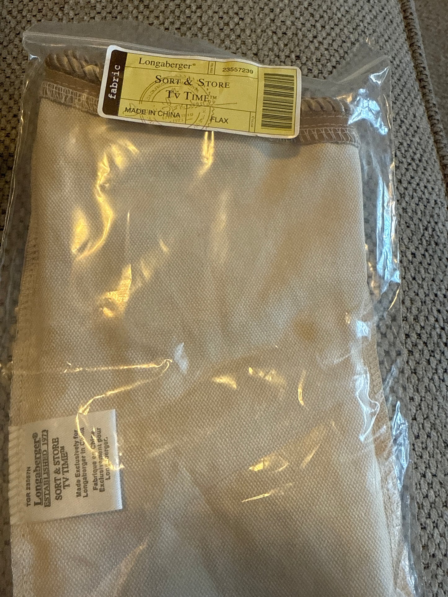 Longaberger sort and store tv time liner in flax